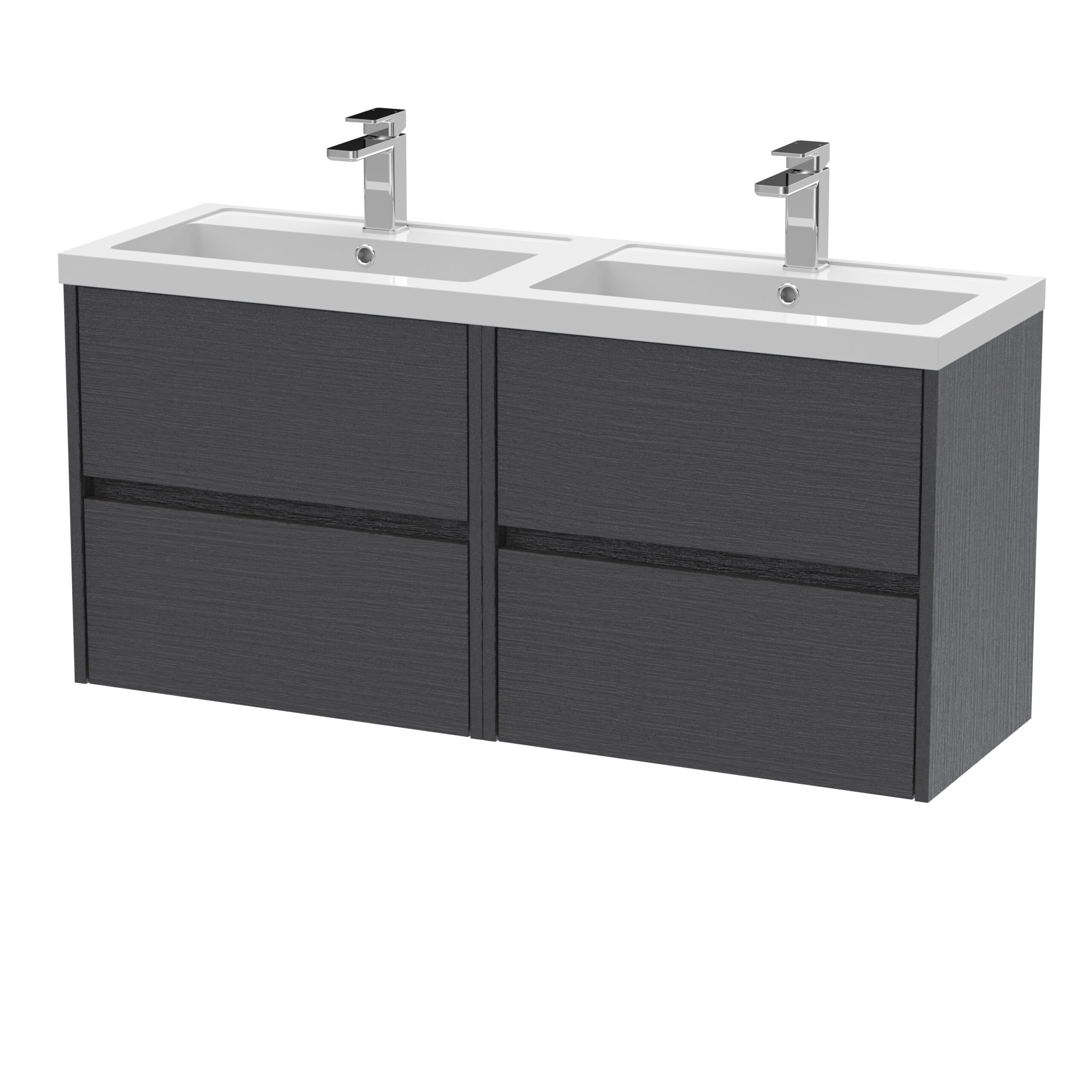 Nuie 1200mm Wall Hung 4 Drawer Unit & Double Basin HAV2204C