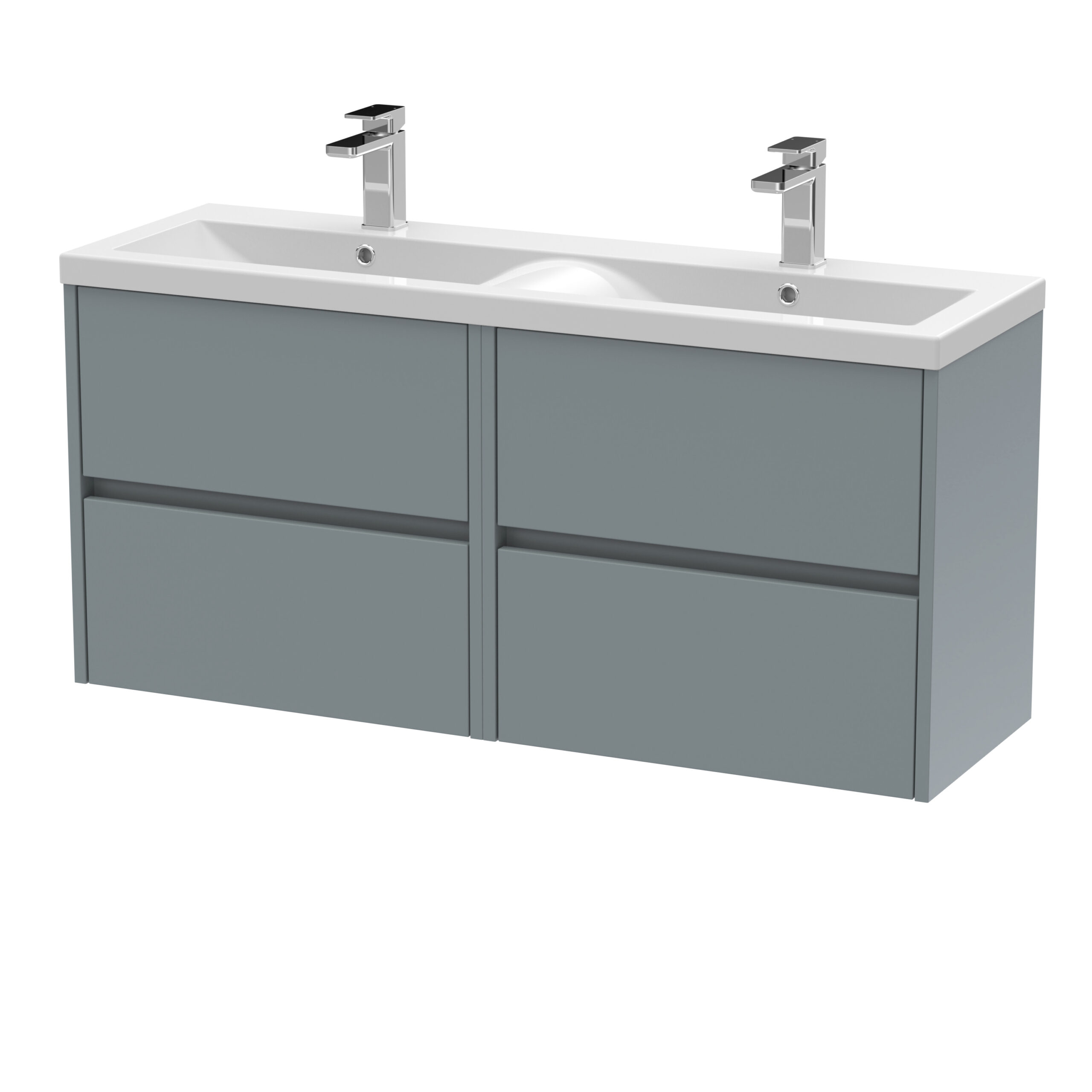 Nuie 1200mm Wall Hung 4 Drawer Unit & Double Basin HAV2304F