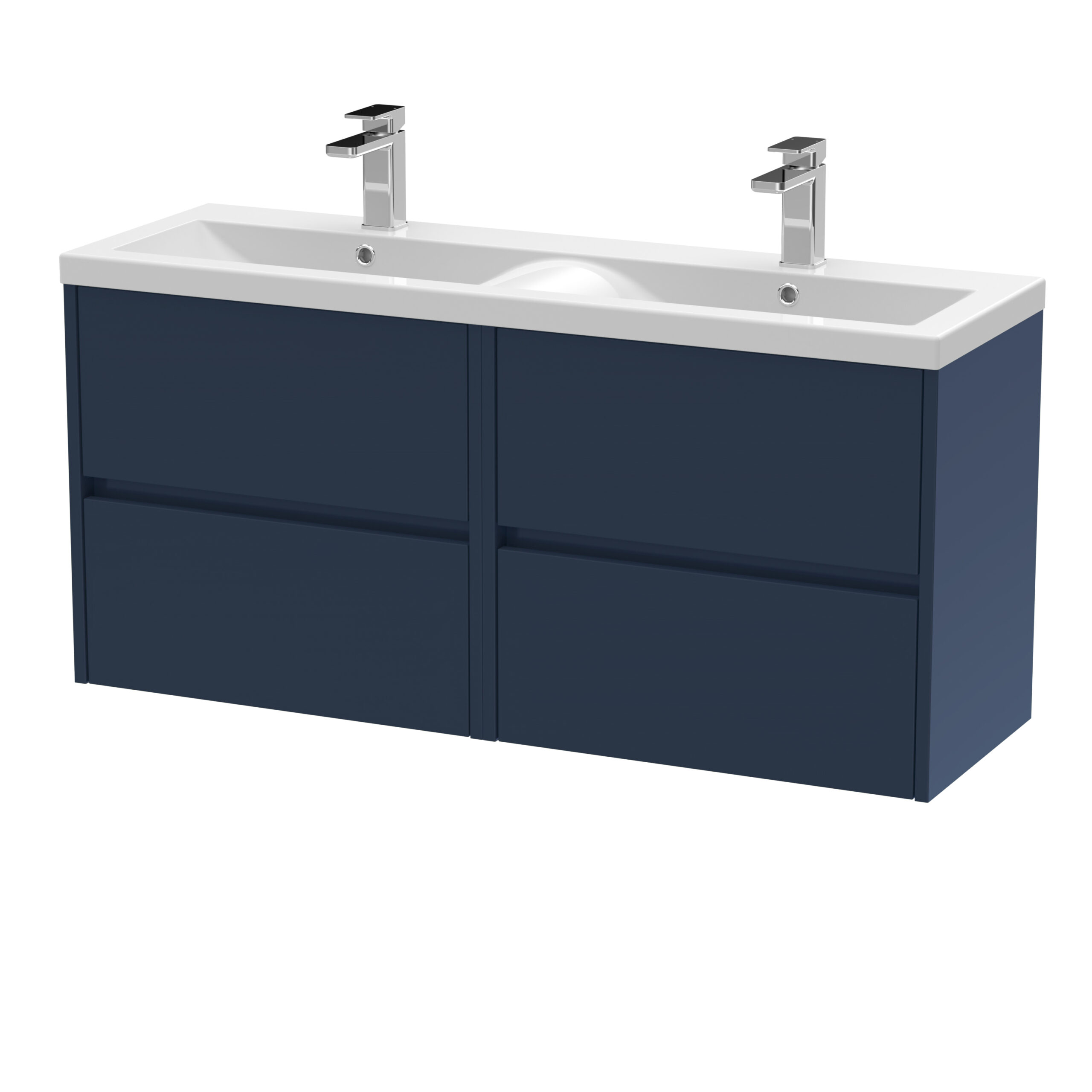 Nuie 1200mm Wall Hung 4-Drawer Unit & Double Basin HAV2904F