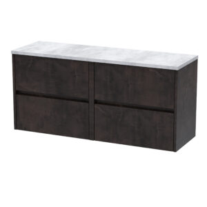 Nuie 1200mm Wall Hung 4-Drawer Unit & Laminate Worktop HAV2604LBG2