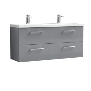 Nuie 1200mm Wall Hung 4 Drawer Vanity & Double Basin ARN2224F