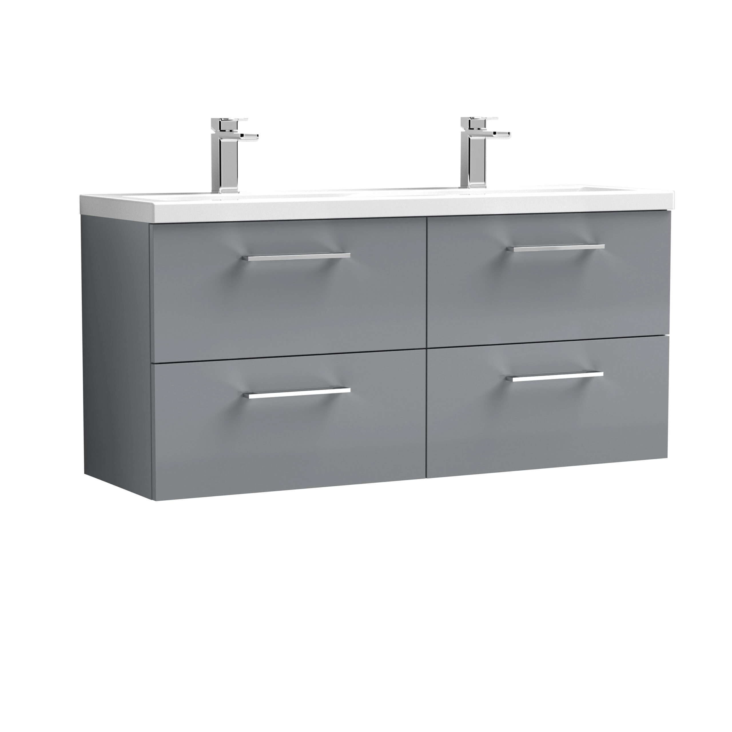 Nuie 1200mm Wall Hung 4 Drawer Vanity & Double Basin ARN2224F