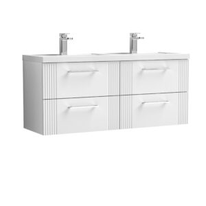 Nuie 1200mm Wall Hung 4 Drawer Vanity & Double Basin DPF193C
