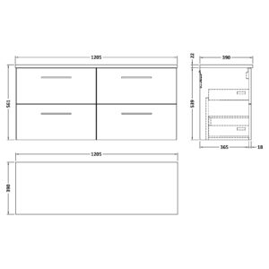 Nuie-1200mm-Wall-Hung-4-Drawer-Vanity-Laminate-Worktop-ARN2924LSB2-3
