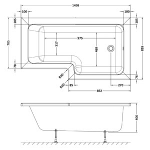 Nuie-1500mm-Right-Hand-Square-Shower-Bath-WBS1585R-3