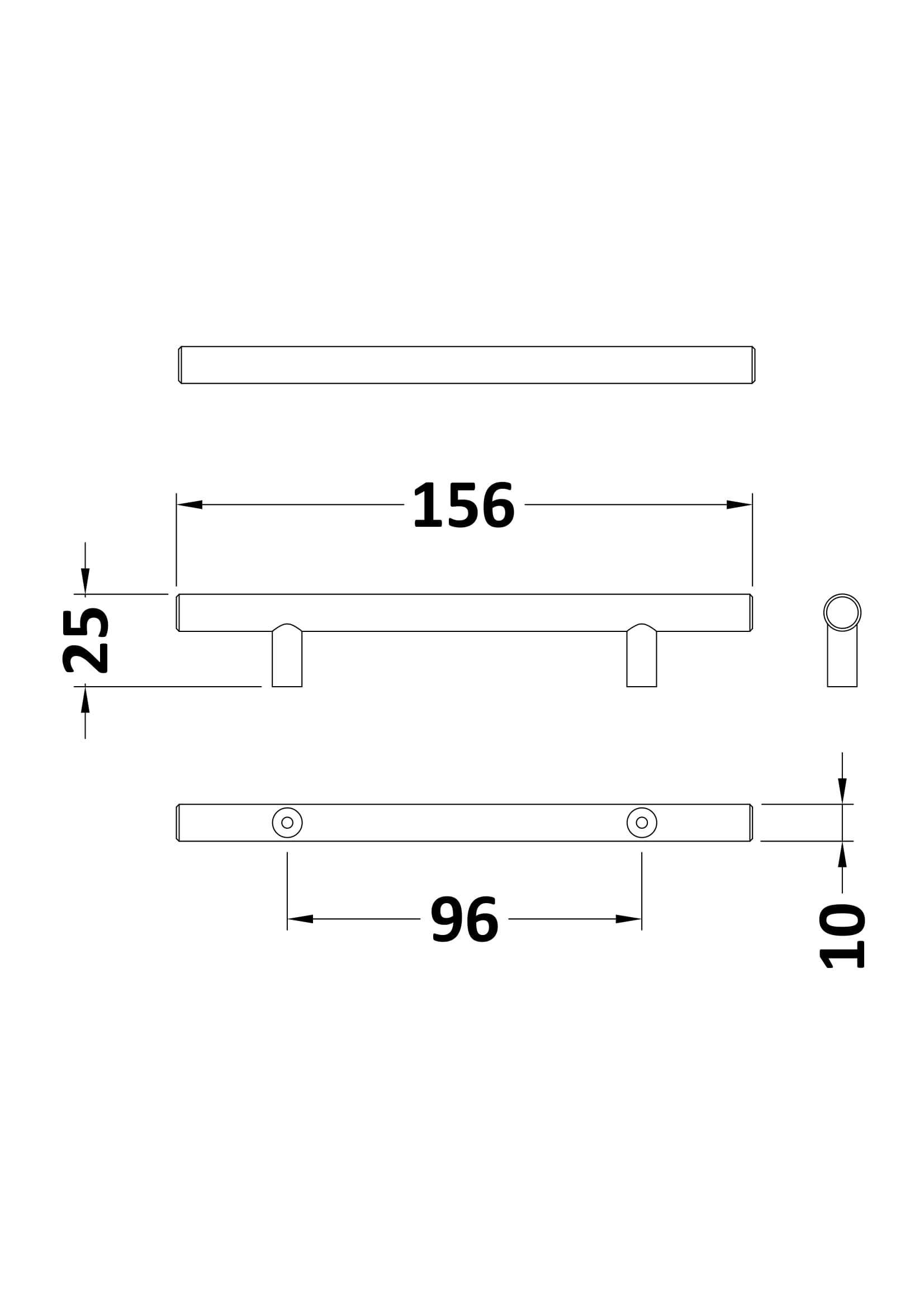 Nuie 155mm Bar Handle H192 - Image 2