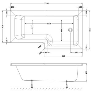 Nuie-1600mm-Right-Hand-Square-Shower-Bath-WBS1685R-3
