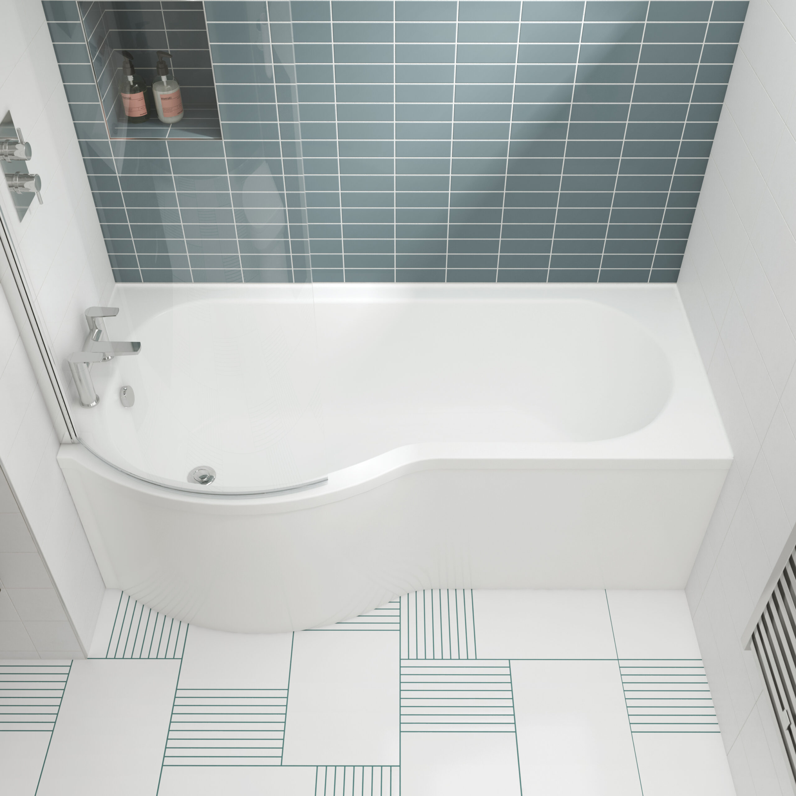 Nuie 1700mm Right Hand P-Shaped Bath WBP1785R - Image 2