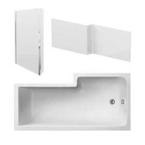 Nuie 1800mm Left Hand Square Shower Bath Set SBATH15