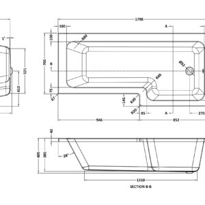 Nuie-1800mm-Right-Hand-Square-Shower-Bath-NSK802S-3