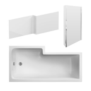 Nuie 1800mm Right Hand Square Shower Bath Set SBATH16