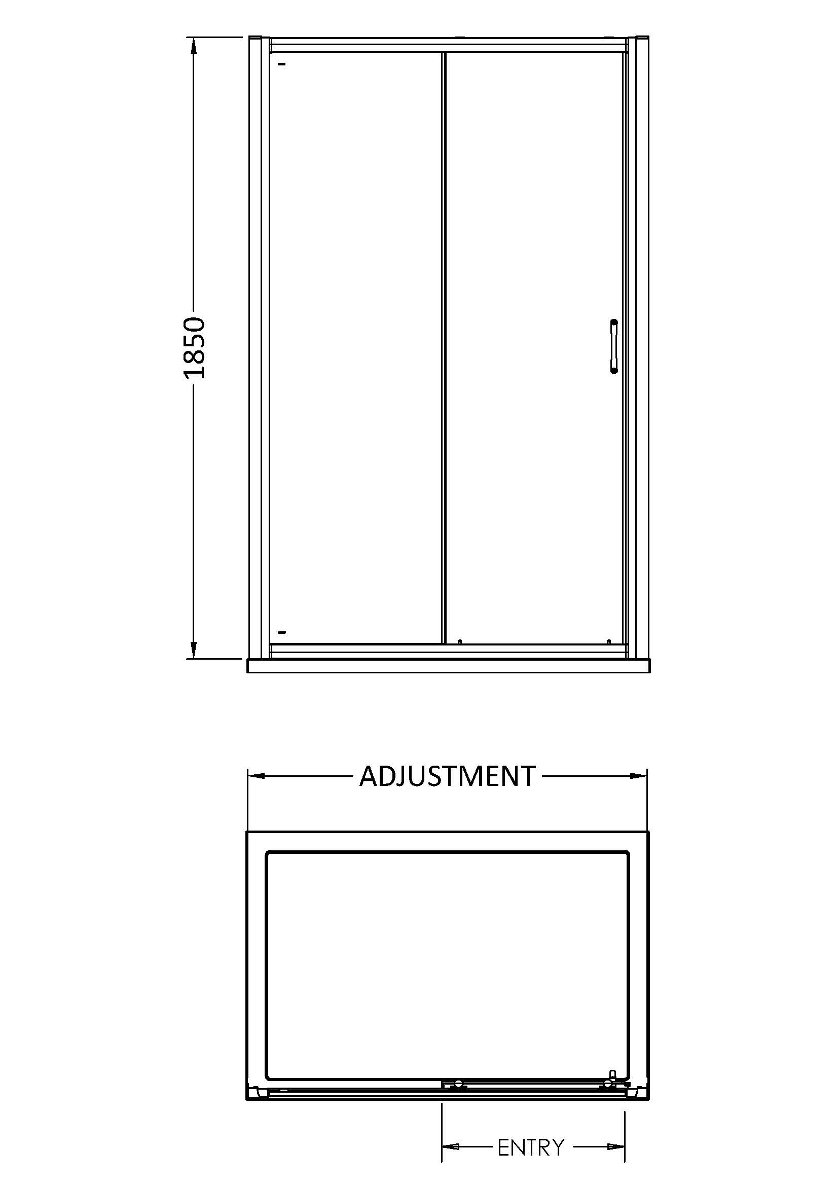 Nuie 1850 x 1000mm Sliding Shower Door SQSL10-E5 - Image 2