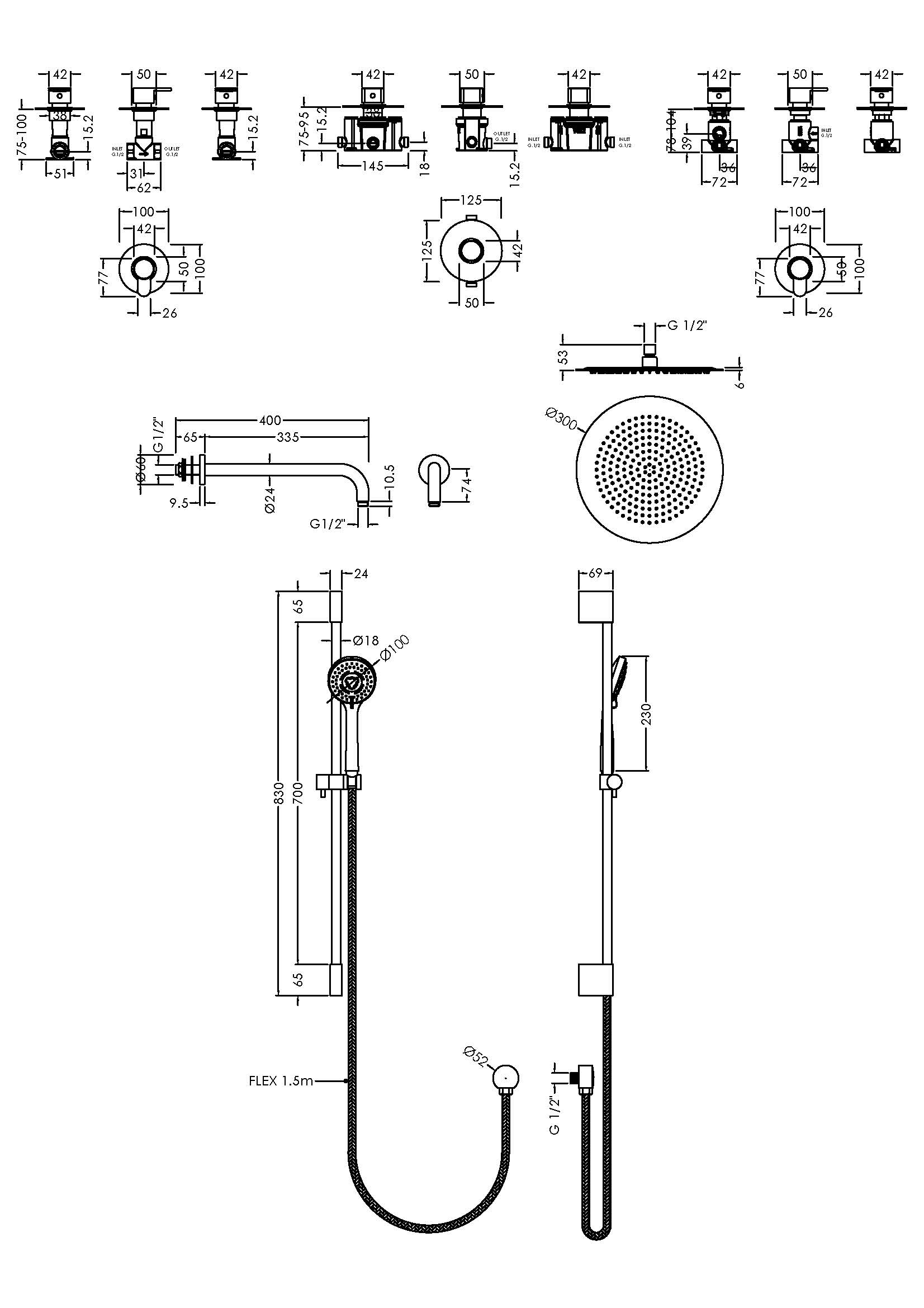 Nuie 2 Outlet Arvan Bundle With Stop Tap & Diverter SBR128ST2 - Image 4