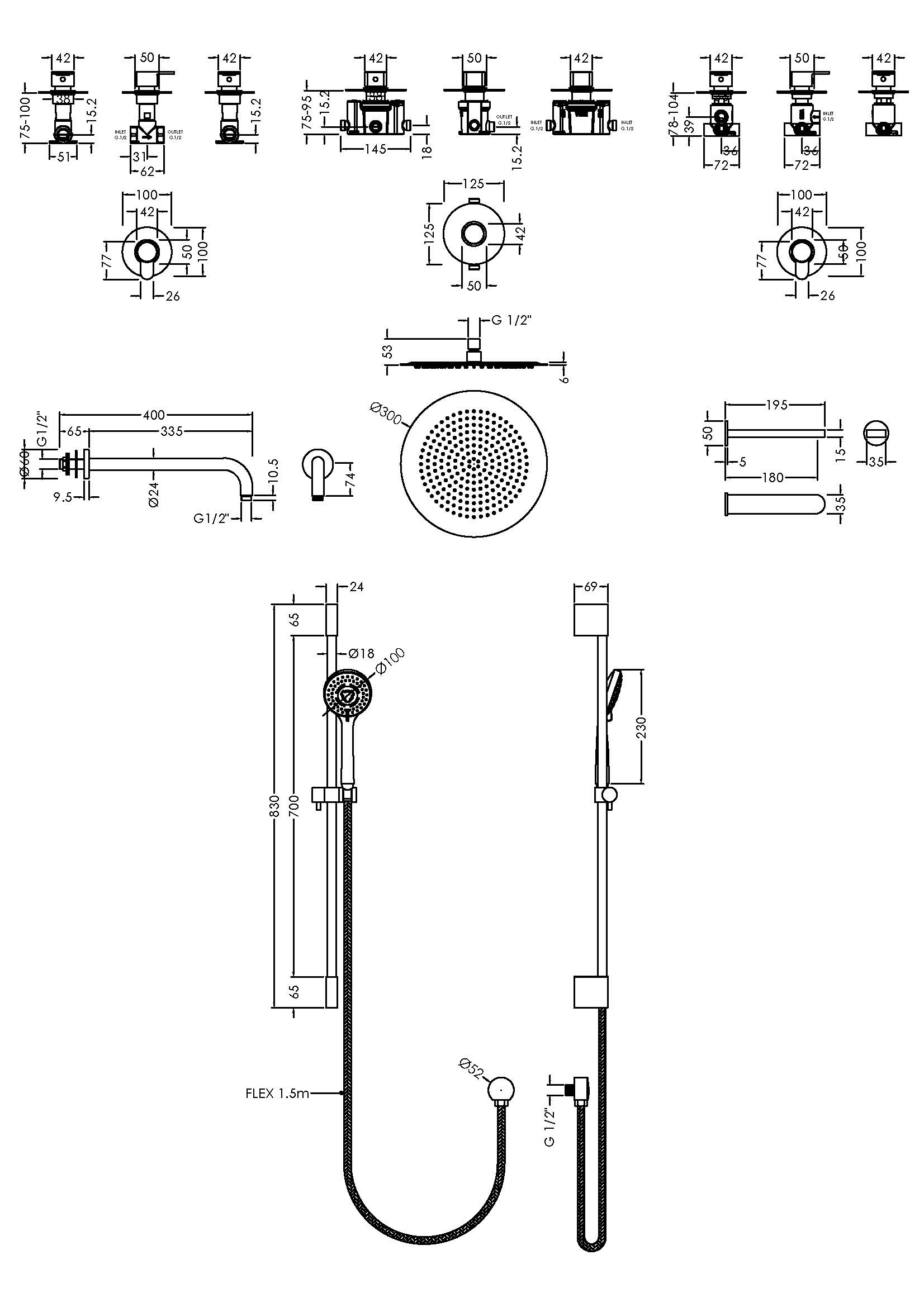 Nuie 3 Outlet Arvan Bundle With Stop Tap & Diverter SBR136ST3 - Image 3