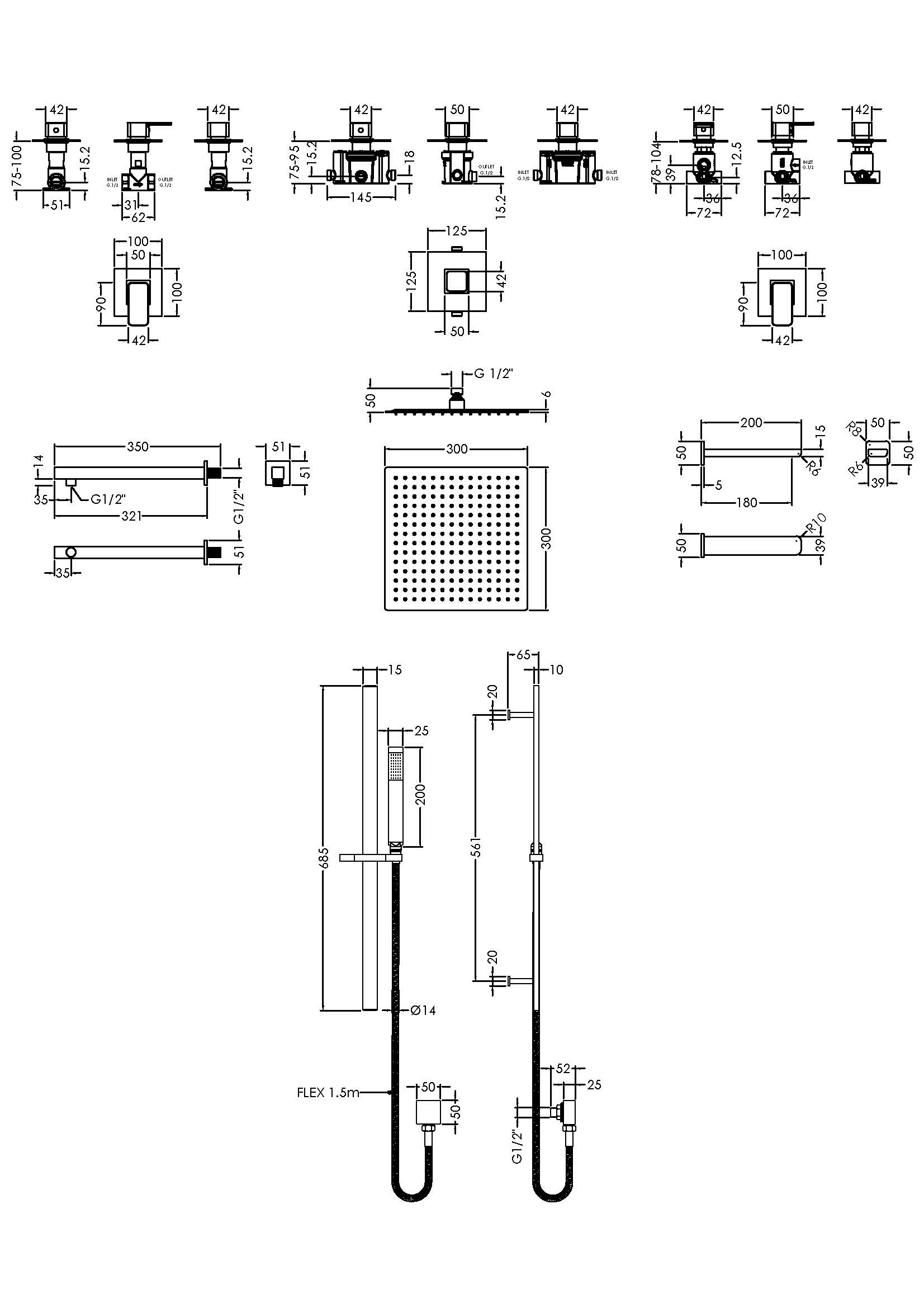 Nuie 3 Outlet Bundle Windon With Stop Tap & Diverter SBS137ST3 - Image 4