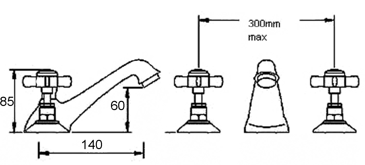 Nuie 3 Tap Hole Basin Mixer I307X - Image 2