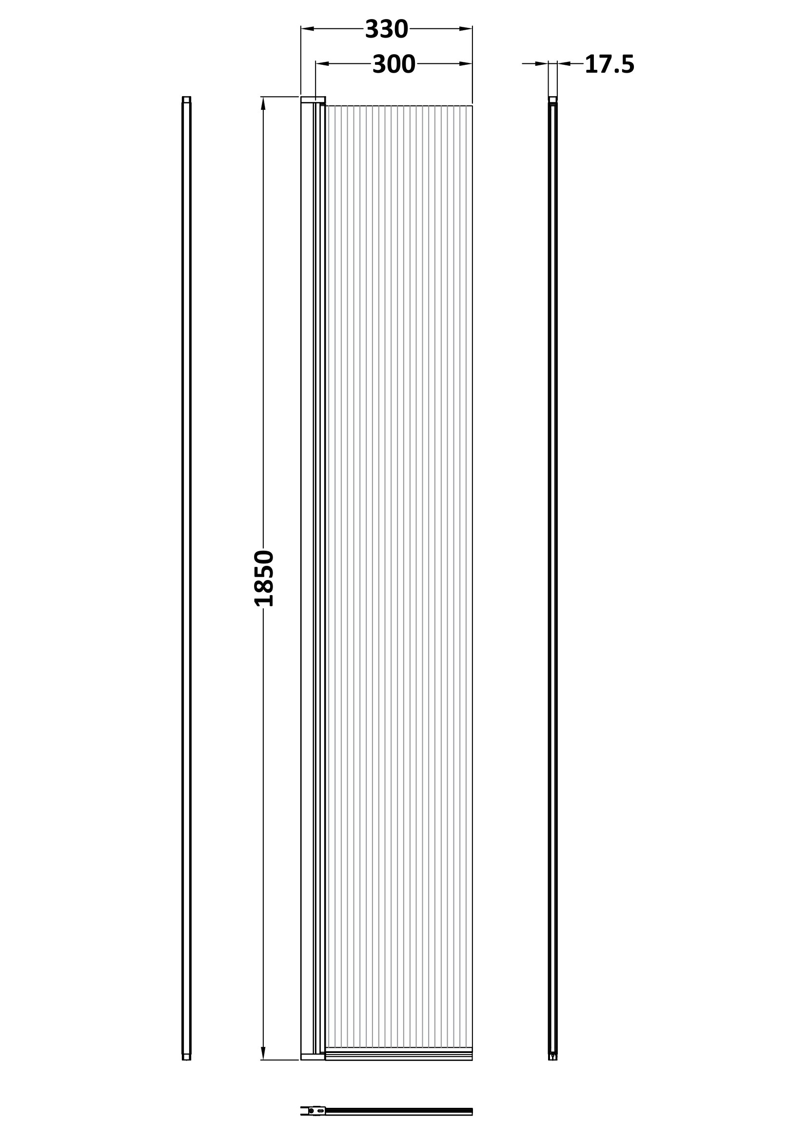 Nuie 300mm Fluted Hinged Flipper Screen WRFL18530BPHC - Image 2