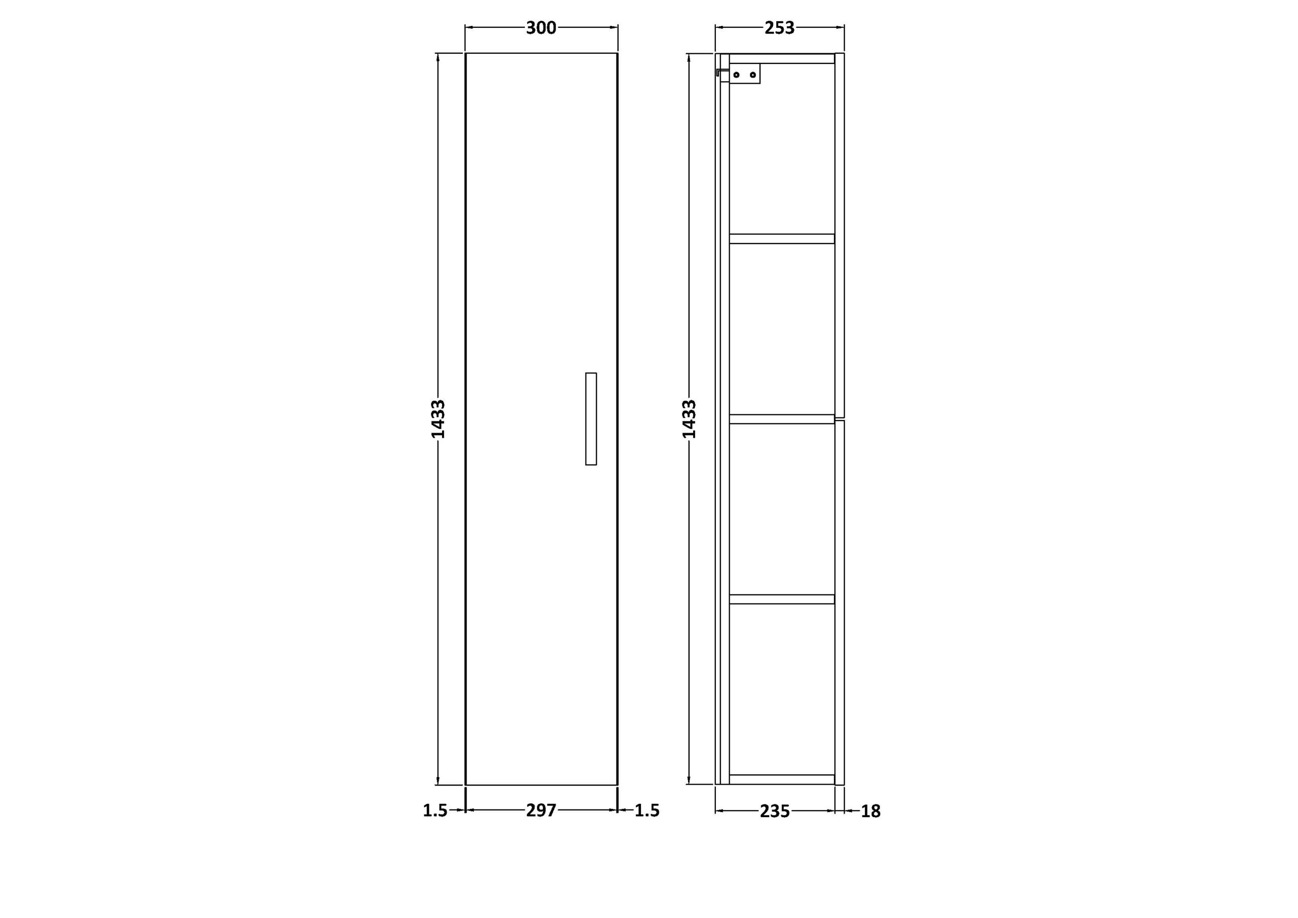 Nuie 300mm Tall Unit (1 Door) MOE161 - Image 2