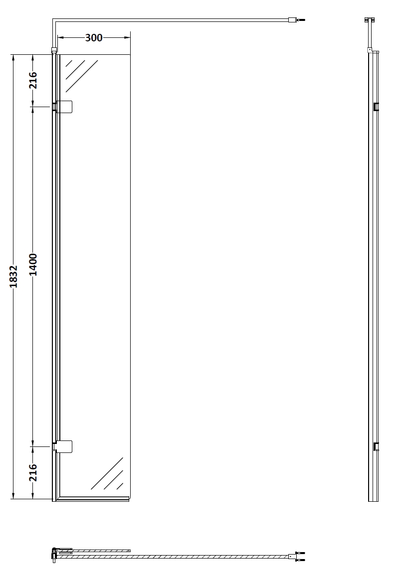 Nuie 300mm Wetroom Swing Screen WRSBP030H - Image 2