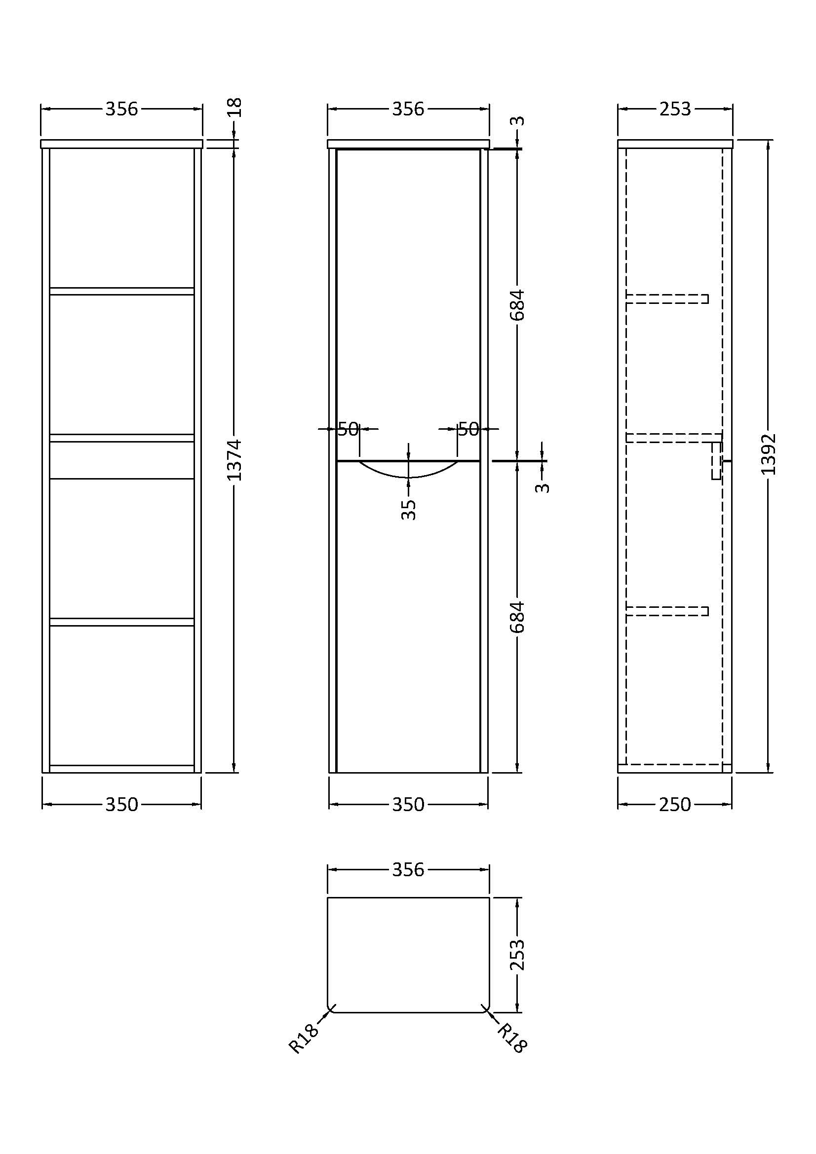 Nuie 350mm Tall Unit SML362 - Image 2