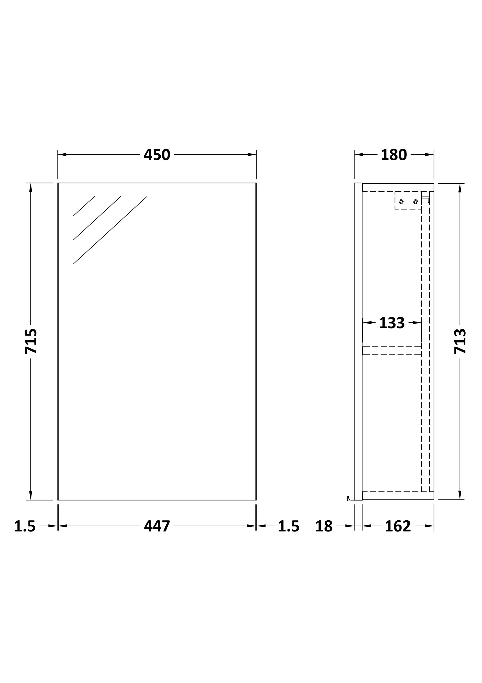 Nuie 450mm Mirror Cabinet OFF916 - Image 2