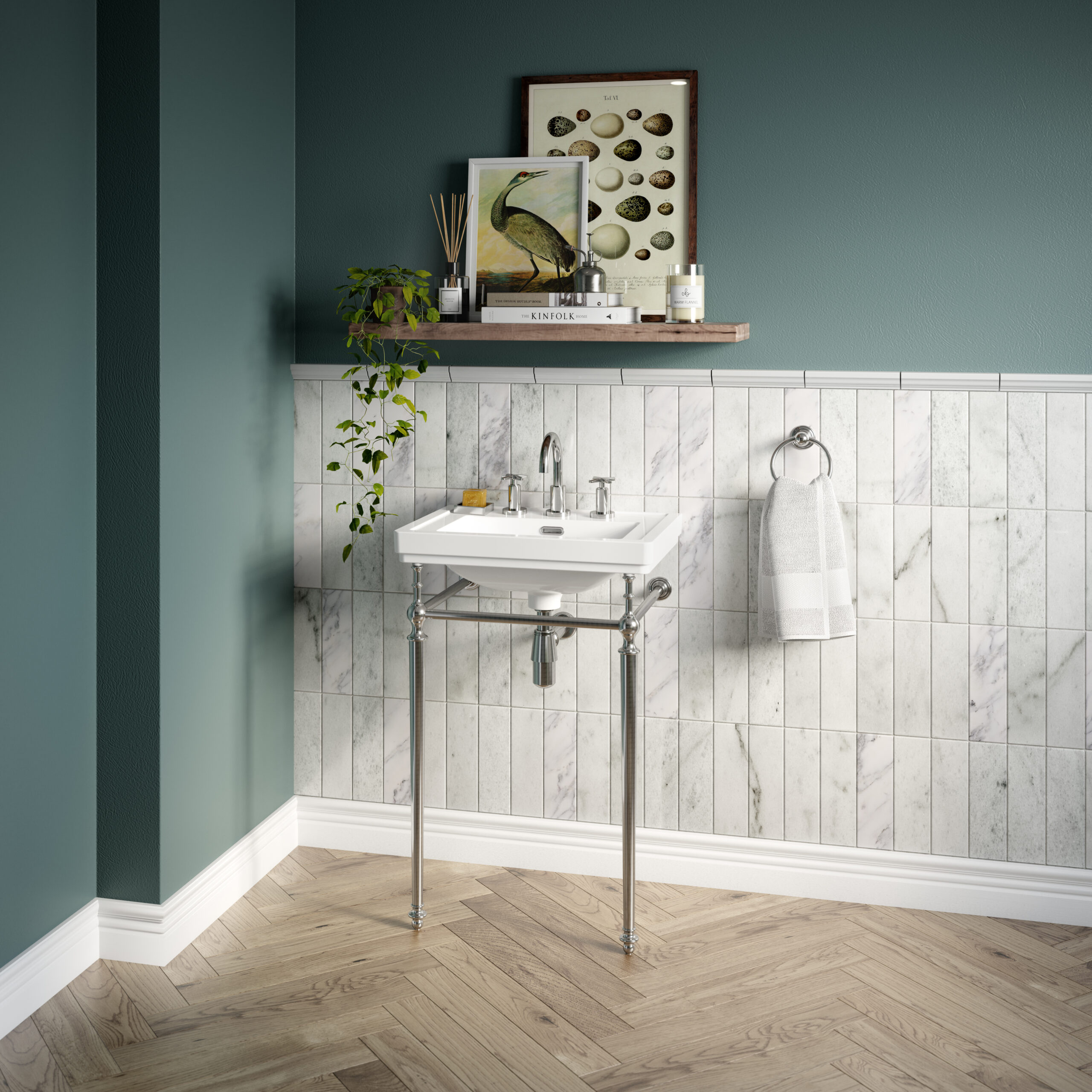 Nuie 500mm 3TH Basin With Traditional Stand CLB532 - Image 2