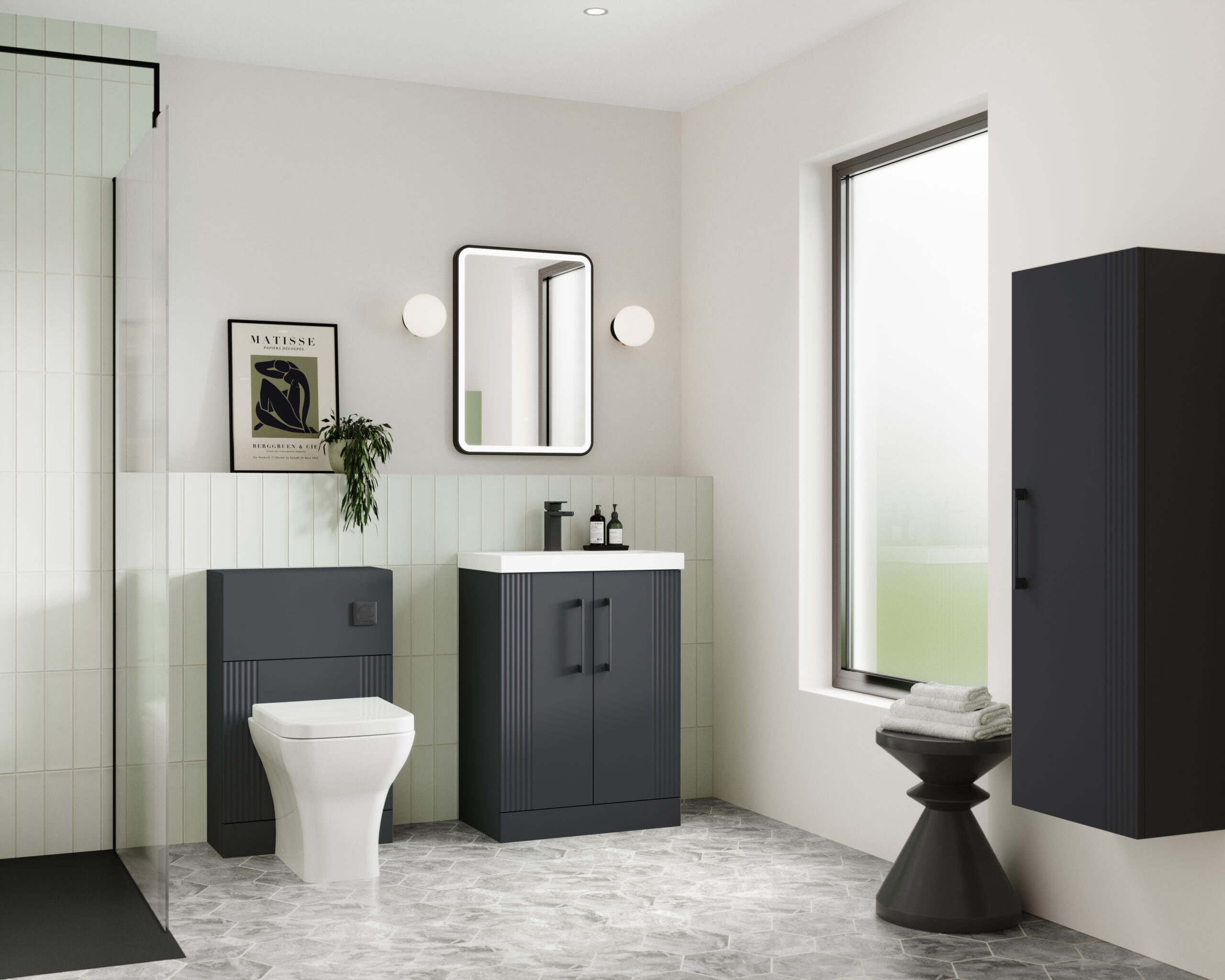 Nuie 500mm Floor Standing 2 Door Vanity & Basin 2 DPF1423B - Image 2