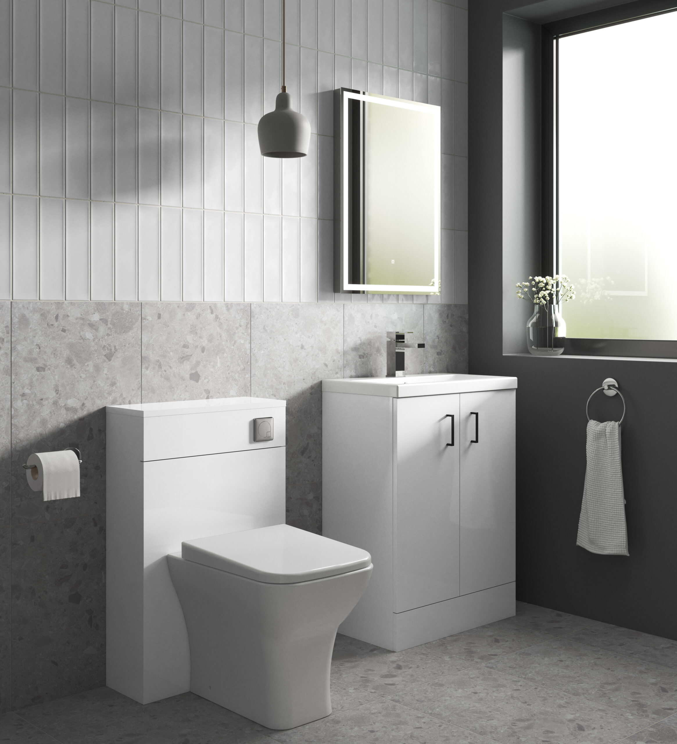 Nuie 500mm Floor Standing 2-Door Vanity & Polymarble Basin PAL006 - Image 2