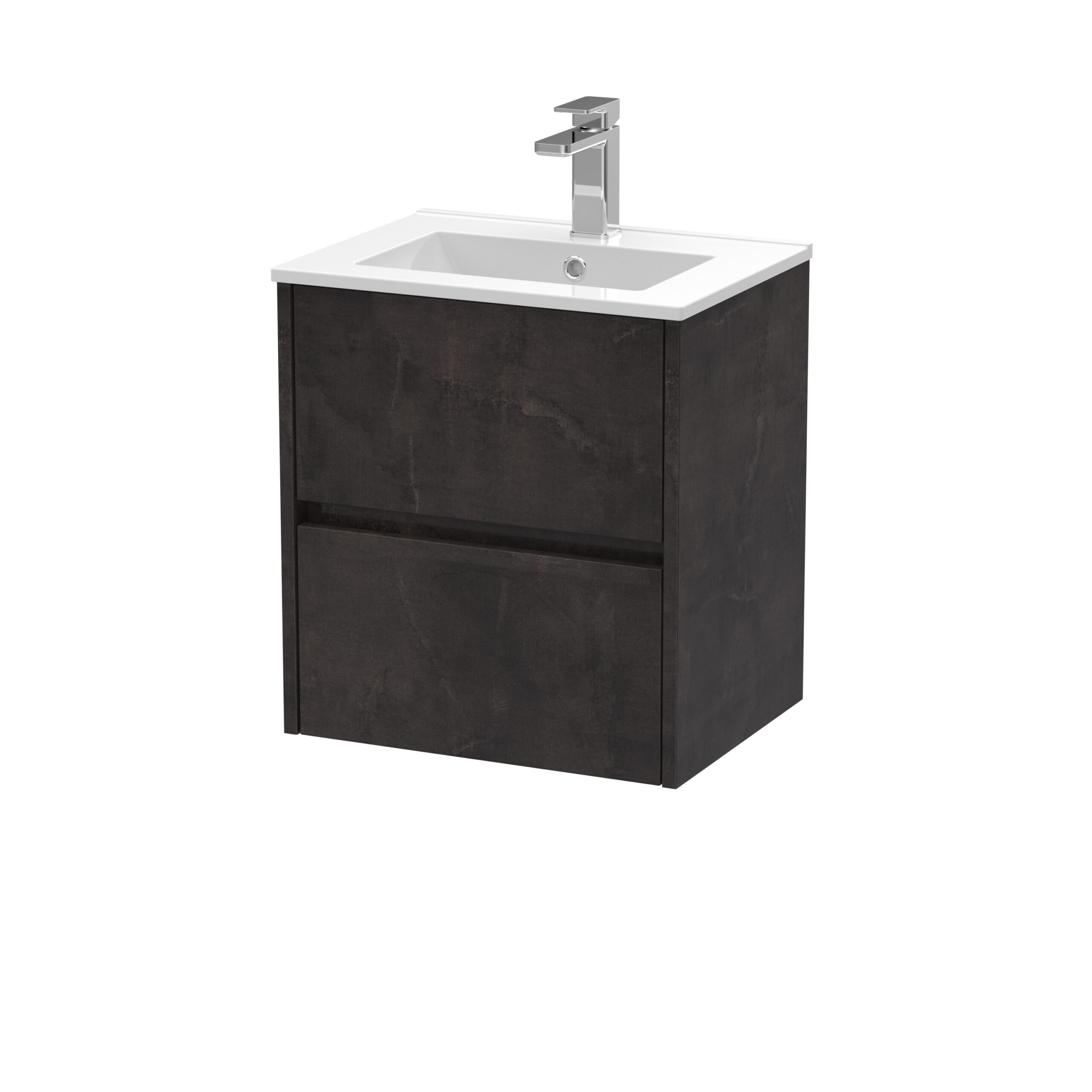 Nuie 500mm Wall Hung 2 Drawer Unit & Basin 2 HAV2602B