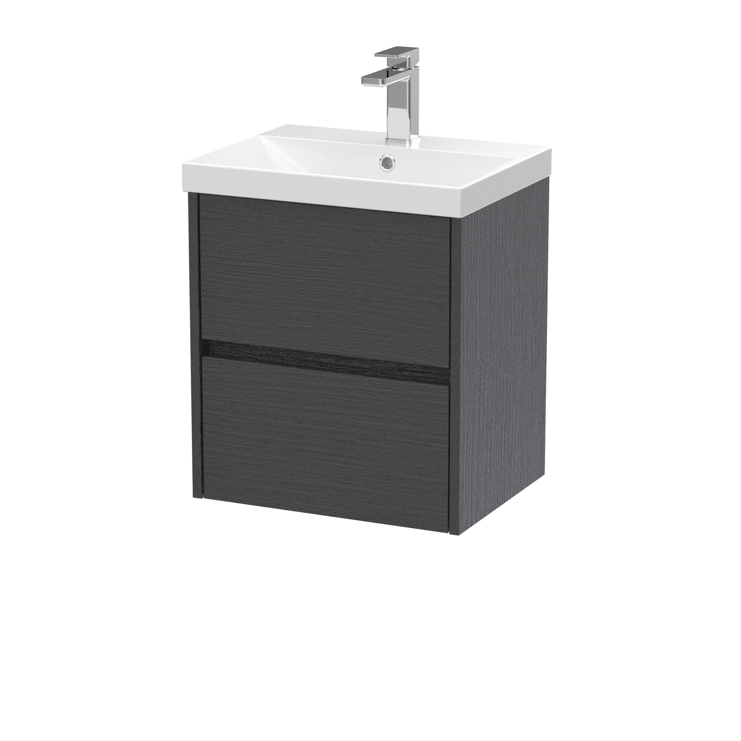 Nuie 500mm Wall Hung 2 Drawer Unit & Basin 3 HAV2202D