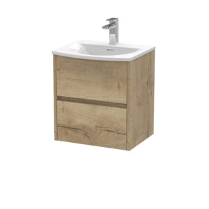 Nuie 500mm Wall Hung 2 Drawer Unit & Basin 4 HAV802G