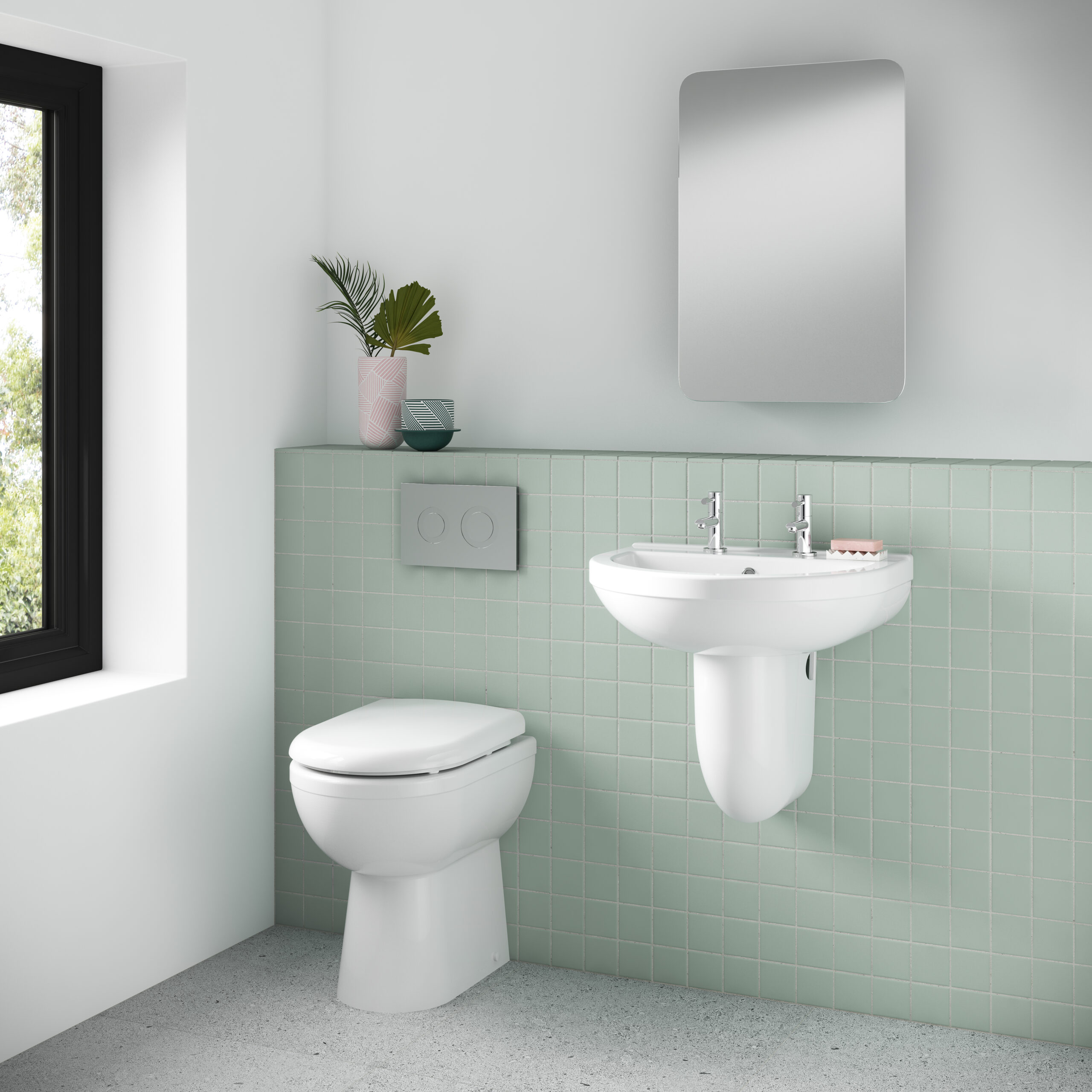 Nuie 550mm Basin 2TH & Semi Pedestal CIV005 - Image 2