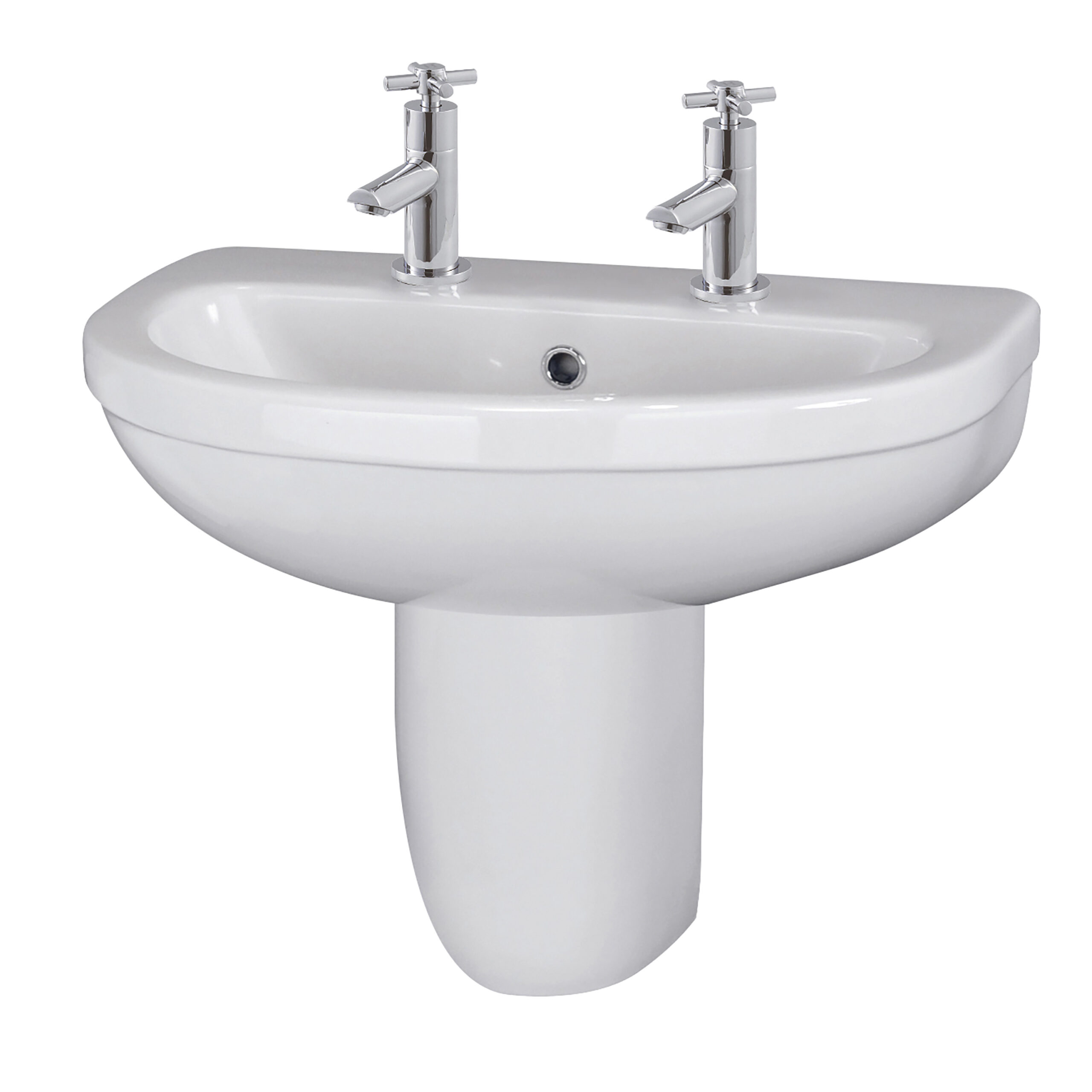 Nuie 550mm Basin 2TH & Semi Pedestal CIV005
