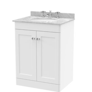 Nuie 600mm Floor Standing 2 Door Vanity & Marble Top 3TH CLC125GR3