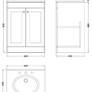 Nuie-600mm-Floor-Standing-2-Door-Vanity-Marble-Top-3TH-CLC125WR3-3