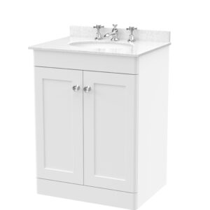 Nuie 600mm Floor Standing 2 Door Vanity & Marble Top 3TH CLC125WR3