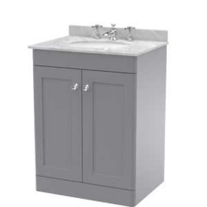 Nuie 600mm Floor Standing 2 Door Vanity & Marble Top 3TH CLC225GR3