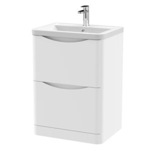 Nuie 600mm Floor Standing 2 Drawer Vanity & Ceramic Basin LUN101A