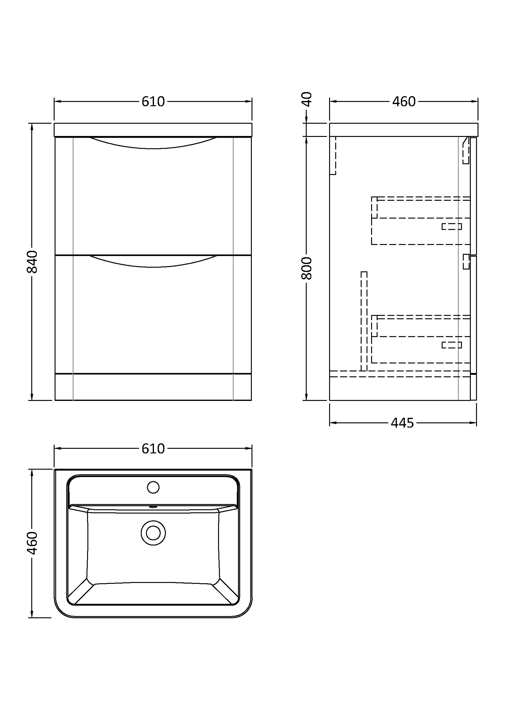 Nuie 600mm Floor Standing 2 Drawer Vanity & Ceramic Basin LUN1401A - Image 3