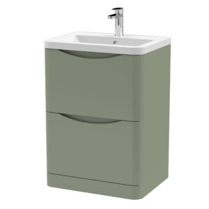 Nuie 600mm Floor Standing 2 Drawer Vanity & Ceramic Basin LUN801A