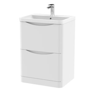 Nuie 600mm Floor Standing 2 Drawer Vanity & Polymarble Basin LUN101