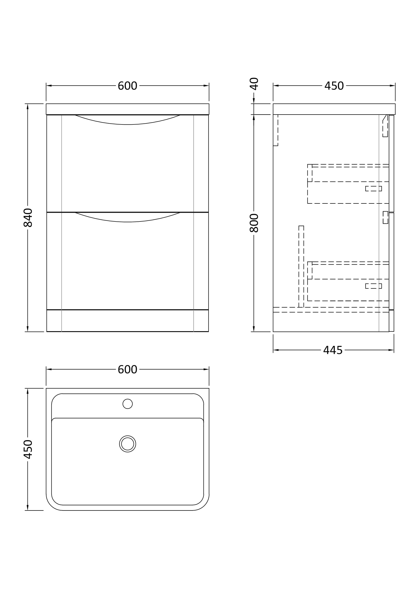 Nuie 600mm Floor Standing 2 Drawer Vanity & Polymarble Basin LUN1401 - Image 3
