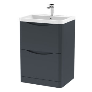 Nuie 600mm Floor Standing 2 Drawer Vanity & Polymarble Basin LUN1401