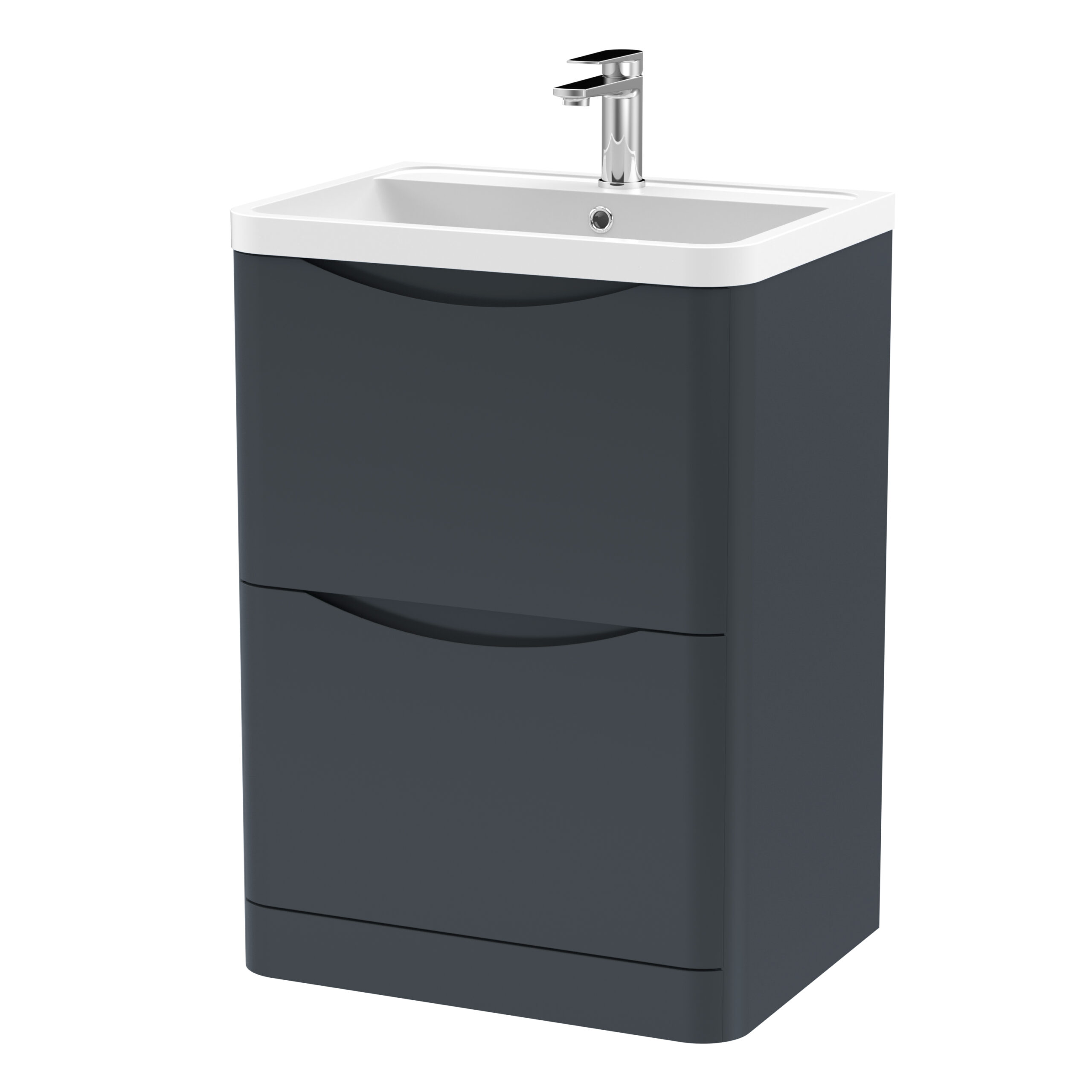 Nuie 600mm Floor Standing 2 Drawer Vanity & Polymarble Basin LUN1401
