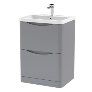 Nuie 600mm Floor Standing 2 Drawer Vanity & Polymarble Basin LUN201
