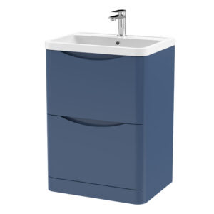 Nuie 600mm Floor Standing 2 Drawer Vanity & Polymarble Basin LUN301