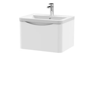 Nuie 600mm Wall Hung 1 Drawer Vanity & Ceramic Basin LUN105A