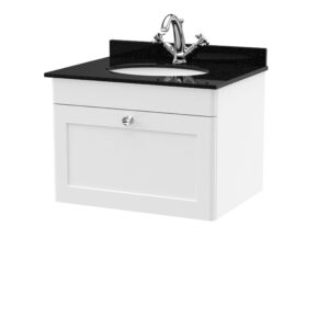 Nuie 600mm Wall Hung 1 Drawer Vanity & Marble Top 1TH CLC194BR1