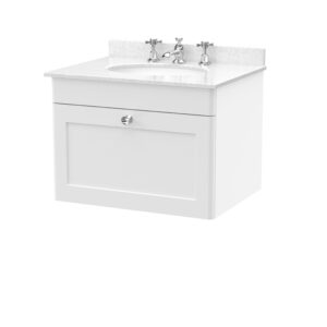 Nuie 600mm Wall Hung 1 Drawer Vanity & Marble Top 3TH CLC194WR3