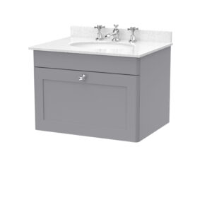 Nuie 600mm Wall Hung 1 Drawer Vanity & Marble Top 3TH CLC294WR3